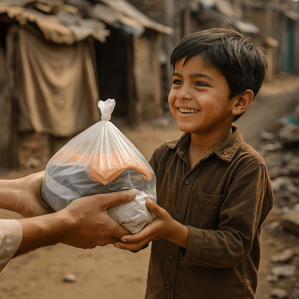 Child with donation box
